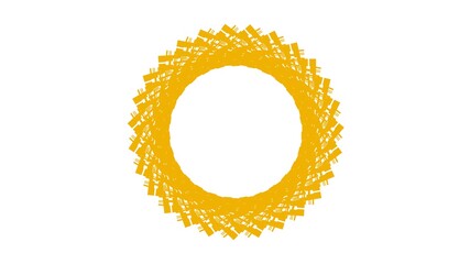 Poster - Abstract yellow circular pattern from planes. 3d rendering image.