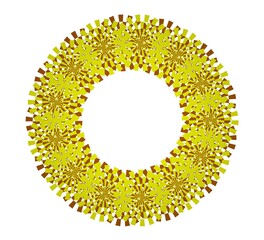 Poster - Abstract yellow circular pattern from planes. 3d rendering image.