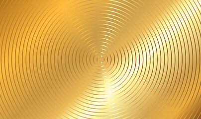 Poster - Metal circle concentric circular lines background. Golden concentric circles background. Futuristic sound wave effect, golden graphic. Gold luxurious color ring. Vector illustration EPS10