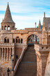 Person enjoys view in Fisherman's Bastion in Budapest, Hungary
