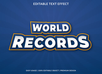 Poster - world records text effect template with abstract style use for business logo and brand