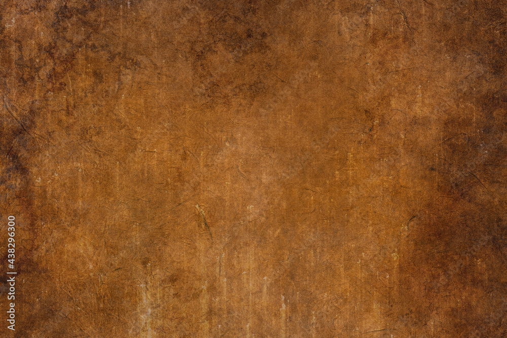 Grunge coffee brown distressed background, old paper textured layout of light center and dark vignette edges, old warm autumn background, grain illustration backdrop	 - obrazy, fototapety, plakaty 