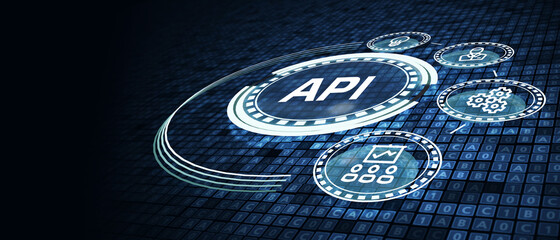API - Application Programming Interface. Software development tool. Business, modern technology, internet and networking concept.