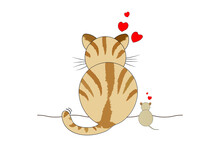 Cat And Rat Vector Illustration On White Background.
Show Love Between Cats And Mice That Were Once Enemies.