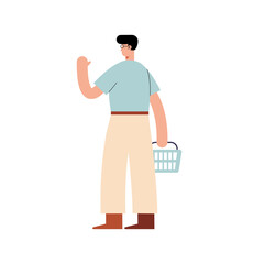 Canvas Print - man with shopping basket