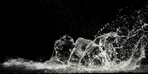 Wall Mural - water splash on black background