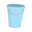Vector illustration of blue bucket in flat style