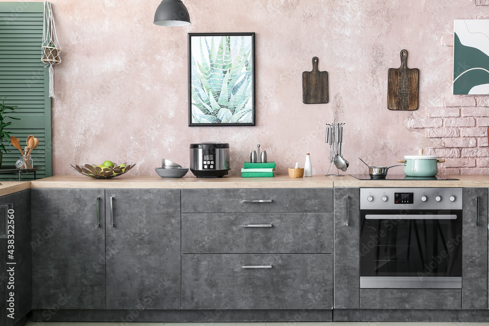 Stylish interior of modern kitchen