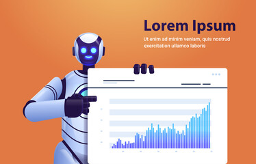 Poster - modern robot analyzing statistics graph financial data analyzing artificial intelligence technology 