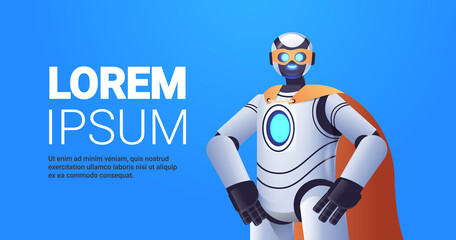 Poster - modern robot wearing super hero cloak artificial intelligence concept horizontal