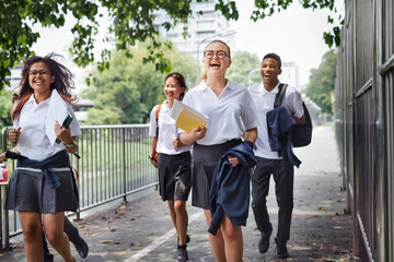 Students on their way home from school