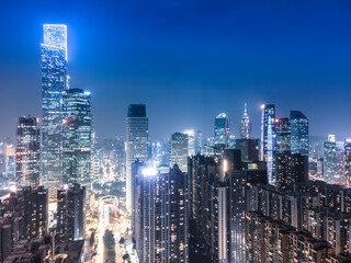  Aerial photography of Guangzhou city architecture night view