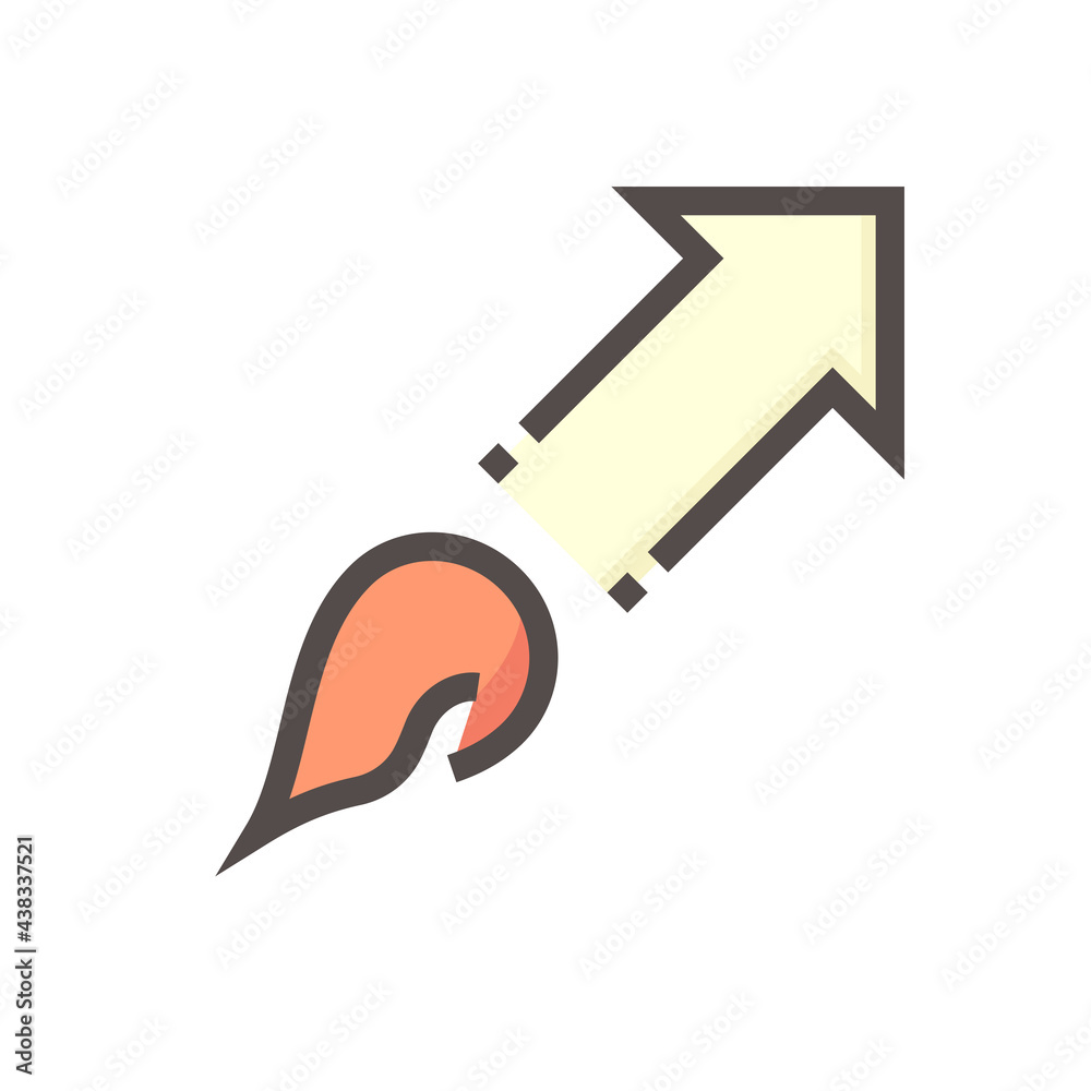 Up arrow or launch rocket vector design. That flying spaceship and ...