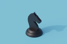 Black Horse Chess Single Isolated Object. 3d Render Illustration