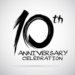 Wall Mural - Vector Brush Calligraphy 10 years anniversary Sign Isolated on Grey Background