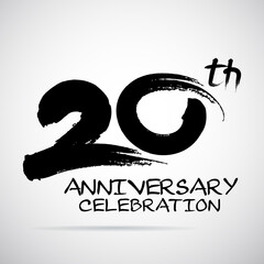 Wall Mural - Vector Brush Calligraphy 20 years anniversary Sign Isolated on Grey Background