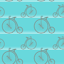 ペニーファージング型自転車が並んだシームレスパターン