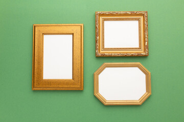 Gold frame on green background with place for your text