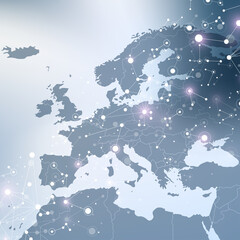 Aufkleber - Geometric graphic background communication with Europe Map. Big data complex with compounds. Perspective minimal array. Digital data visualization. Scientific cybernetic illustration.