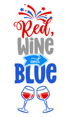 Wall Mural - Red, wine and blue - Happy Independence Day July 4 lettering design illustration. Good for advertising, poster, announcement, invitation, party, greeting card, banner, gifts, printing press.