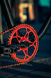 red drive mechanism on a bicycle