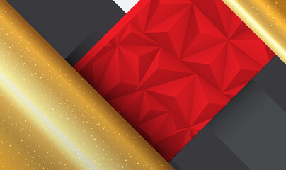 Poster - abstract luxury red, gold and black combination background design. red and gold color overlap textur