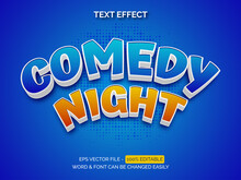 Comedy Night Text Effect. Editable Text Effect Vector Cartoon Style.
