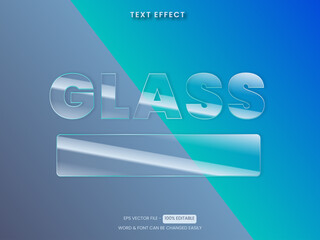 Canvas Print - Glass text effect vector. Editable text effect transparent style.