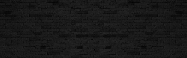 Wall Mural - Panorama of Modern black brick wall texture for background