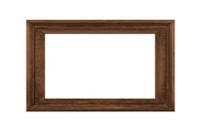 Brown Wooden Picture Frame  Isolated On A White Background