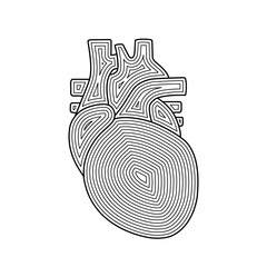 Sticker - Human heart in in drawn line style. Doodle heart symbol