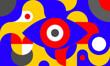 Funky Background In Bauhaus Style With Eye