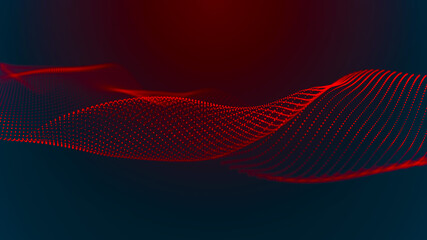Leinwandbilder - Abstract digital background. Futuristic wave of dots and weave lines. Digital technology. 3d rendering.