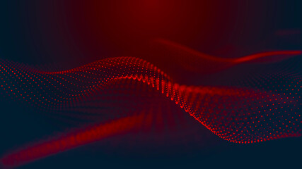 Leinwandbilder - Abstract digital background. Futuristic wave of dots and weave lines. Digital technology. 3d rendering.