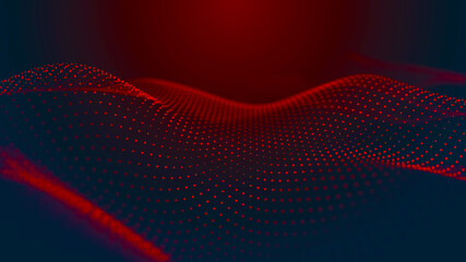 Leinwandbilder - Abstract digital background. Futuristic wave of dots and weave lines. Digital technology. 3d rendering.