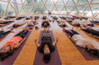 © ADDICTIVE STOCK - Calm people lying on yoga mats with eyes closed in yoga class