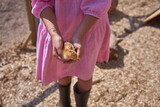 Fototapeta  - girl holding a chick