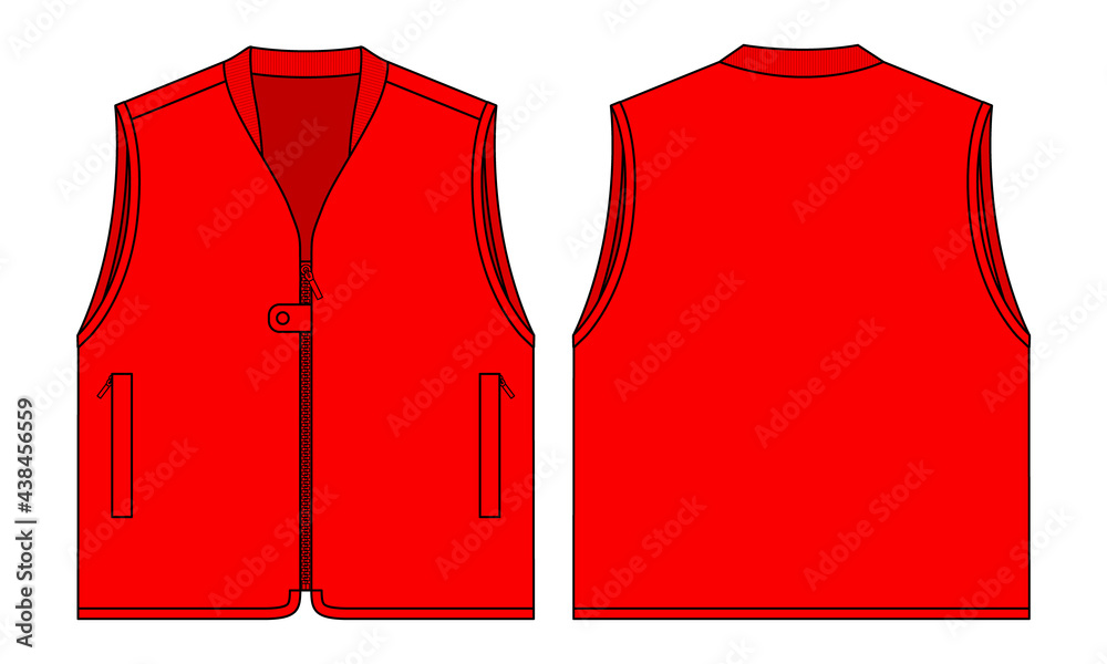 Red Vectorvest Red Vest Template Vector On White Background.Front and Back Views ...