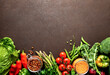 Fresh healthy vegan food ingredients backgroud