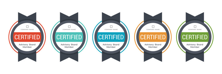 Poster - certified badge logo design. professional certification category or criteria. vector badge illustrat