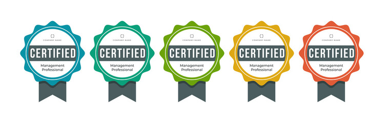 Wall Mural - Certified badge professional profession. Certification base on criteria logo. Vector icon certify template.