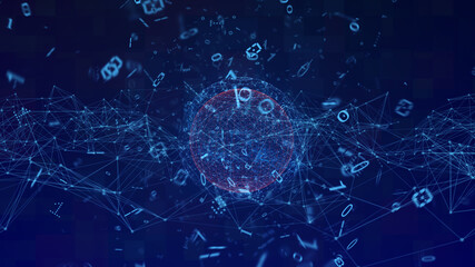 Poster - big data complex with wireless network connection and cyberspace concept.wireless network and connec