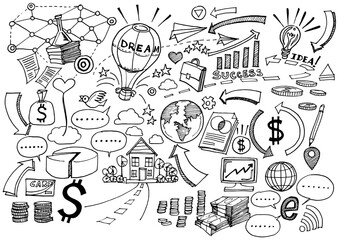 Wall Mural - Hand Drawn Business background,Doodles vector illustration.