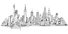 New York Vector Drawing,hand Drawn,sketch Style,isolated.