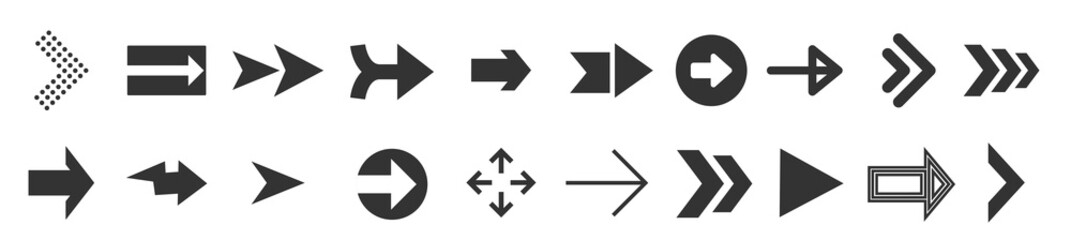 Poster - Arrows web collection on white. Modern graphic direction signs computer screen arrows