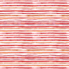  Watercolor digital paper. Graphic ornament. Stripe print. Red Lines seamless pattern. Summer background.