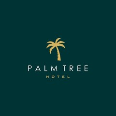 Wall Mural - palm tree gold elegant logo vector, coconut tree tropical beach home icon design illustration Vector