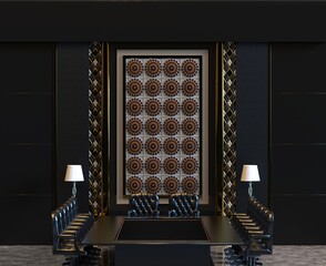 Wall Mural - 3d rendering classic luxury hotel reception hall with wall decorate