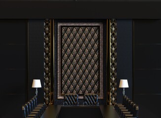 Wall Mural - 3d rendering classic luxury hotel reception hall with wall decorate