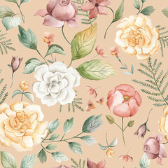 Watercolor floral seamless pattern 